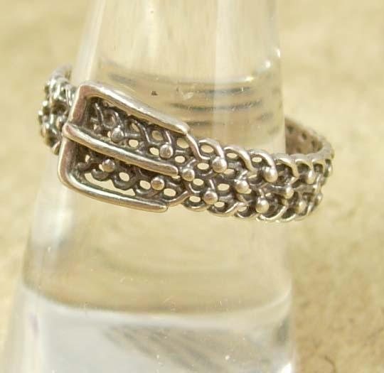 Victorian Wedding Buckle sterling ring Ornate metalwork size 10