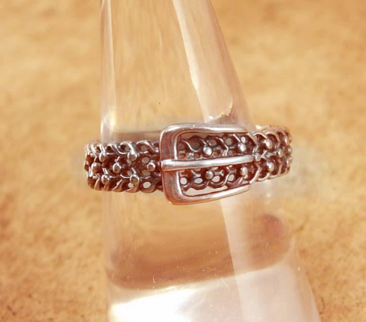 Victorian Wedding Buckle sterling ring Ornate metalwork size 10