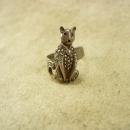 Vintage Art Deco Sterling Cat Ring Panther or Leopard marcasites and red jeweled eyes
