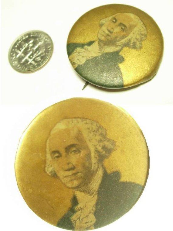 ANtique Dated 1800 Political GEORGE WASHINGTON GILT Portrait Button brooch