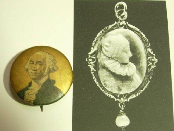 ANtique Dated 1800 Political GEORGE WASHINGTON GILT Portrait Button brooch