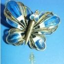 Vintage PLIQUE-A-JOUR gilt Sterling Deco Butterfly and little baby BROOCH