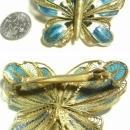 Vintage PLIQUE-A-JOUR gilt Sterling Deco Butterfly and little baby BROOCH