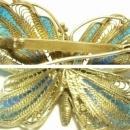 Vintage PLIQUE-A-JOUR gilt Sterling Deco Butterfly and little baby BROOCH