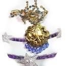 Vintage Austrian mucha Goddess mythical chatelaine locket brooch signed