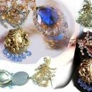 Vintage Austrian mucha Goddess mythical chatelaine locket brooch signed