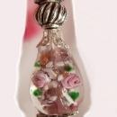 Sterling blown glass paperweight PInk Roses long drop earrings