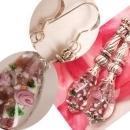Sterling blown glass paperweight PInk Roses long drop earrings