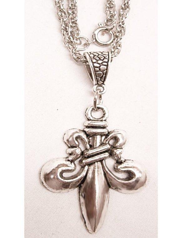 MEdieval GOthic Fleur de Lis flower of the universe pendant necklace