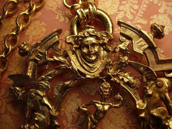 HUGE Medusa and Gargoyle NEcklace mythology galore with goth revival