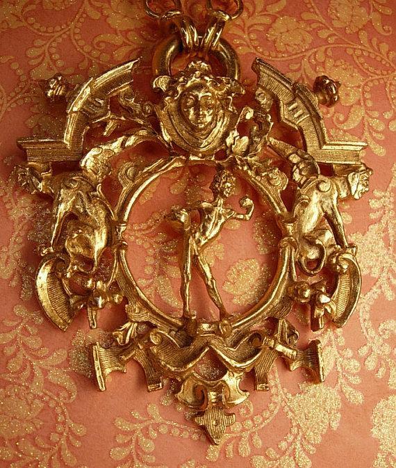 HUGE Medusa and Gargoyle NEcklace mythology galore with goth revival