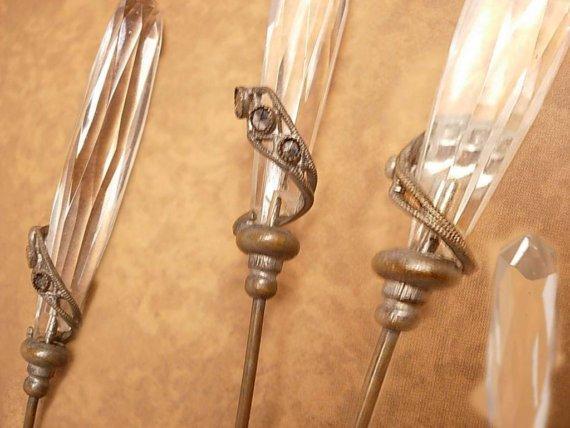 Mythical ANtique Snake VIctorian Glass marcasite stickpin hatpin