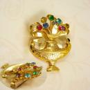 Vintage Victorian Urn rhinestone brooch exotic Arabian 2 handled vase