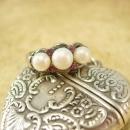 Genuine Pearl & Ruby sterling ring Edwardian style setting Size 8 1/2