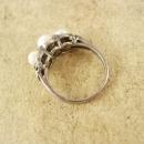 Genuine Pearl & Ruby sterling ring Edwardian style setting Size 8 1/2