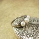 Genuine Pearl & Ruby sterling ring Edwardian style setting Size 8 1/2