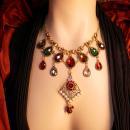 Persian Jeweled Drop Bib Necklace pearls and rhinestones statement necklace