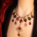 Persian Jeweled Drop Bib Necklace pearls and rhinestones statement necklace