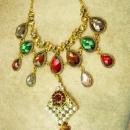 Persian Jeweled Drop Bib Necklace pearls and rhinestones statement necklace