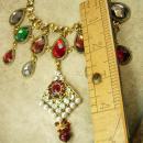 Persian Jeweled Drop Bib Necklace pearls and rhinestones statement necklace