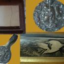 AWESOME antique Victorian mourning shadowbox Carved Bird Frame