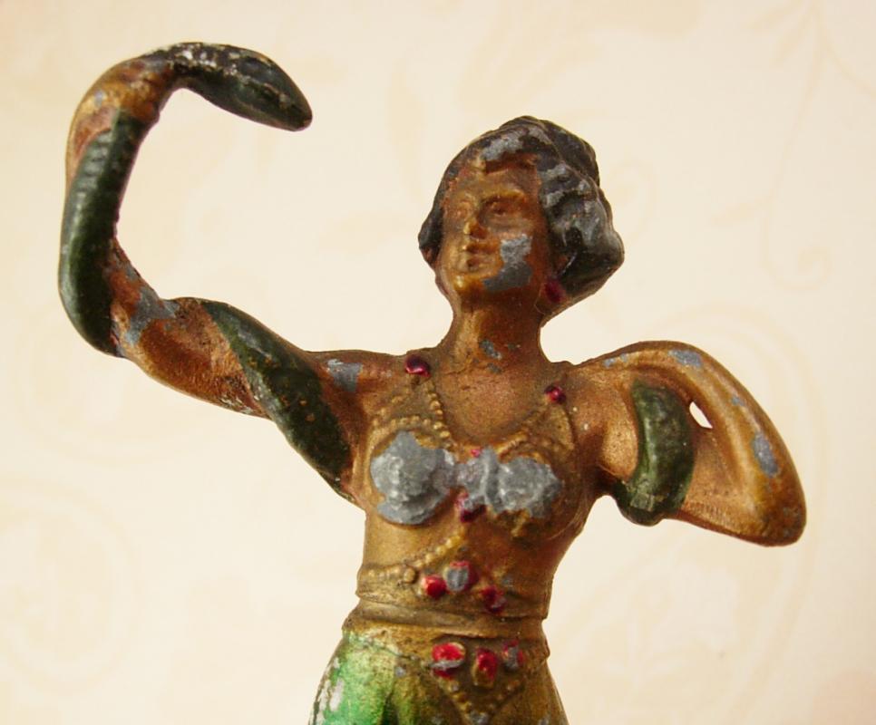 Antique Snake Charmer Metal statue Bronze Serpent temptress