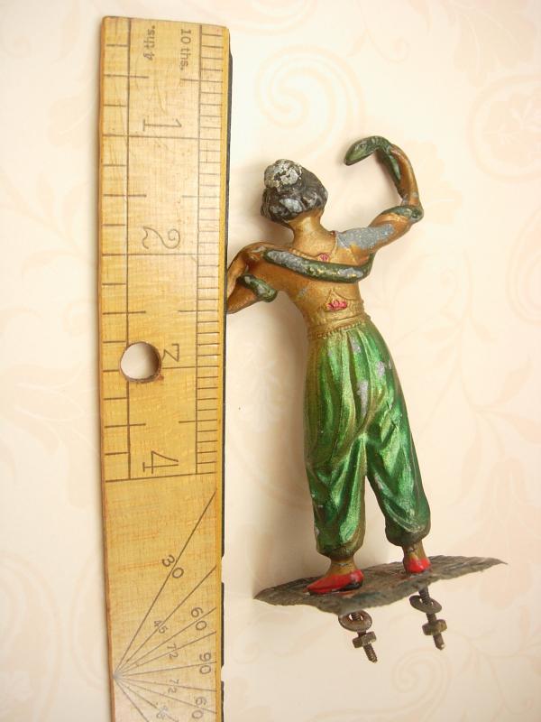 Antique Snake Charmer Metal statue Bronze Serpent temptress