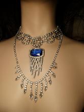 Art Deco Pendant Necklace Statement necklace dripping in rhinestones costume jewelry