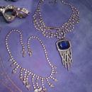 Art Deco Pendant Necklace Statement necklace dripping in rhinestones costume jewelry