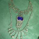 Art Deco Pendant Necklace Statement necklace dripping in rhinestones costume jewelry