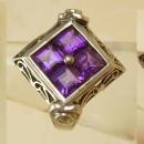 Vintage Art deco Amethyst sterling Ring Gorgeous setting with filigree