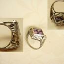 Vintage Art deco Amethyst sterling Ring Gorgeous setting with filigree
