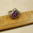 Vintage Art deco Amethyst sterling Ring Gorgeous setting with filigree
