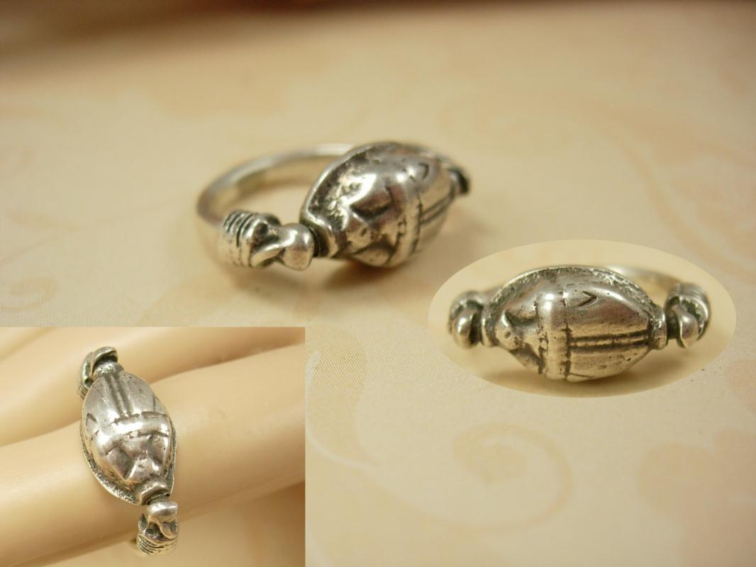 Vintage Sterling Scarab Mechanical Flip Ring Hallmarked Egyptian ring