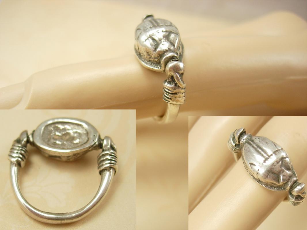 Vintage Sterling Scarab Mechanical Flip Ring Hallmarked Egyptian ring