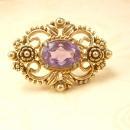 Vintage Victorian brooch PURPLE open back stone Rich detail