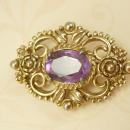 Vintage Victorian brooch PURPLE open back stone Rich detail