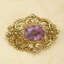 Vintage Victorian brooch PURPLE open back stone Rich detail