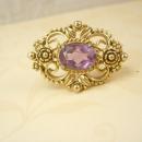 Vintage Victorian brooch PURPLE open back stone Rich detail