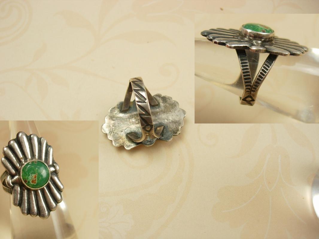 Vintage Art Deco Green Turquoise Ring Mexico origin