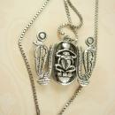 BIG VIntage Hallmarked Scarab Snake necklace Sterling Egyptian revival Detailed back touch marks on front