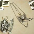 BIG VIntage Hallmarked Scarab Snake necklace Sterling Egyptian revival Detailed back touch marks on front
