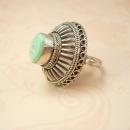 Vintage Sterling Bedouin Ring huge Turquoise Turkish setting Statement ring 20.4 grams