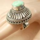Vintage Sterling Bedouin Ring huge Turquoise Turkish setting Statement ring 20.4 grams