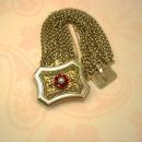 Antique 1800's sterling austro Hungarian Bracelet hallmarked garnets and pearls