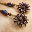 Aurora Borealis Chandelier earrings Iridescent flowers with glass beads