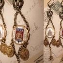Romantic Paris Enamel Drop earrings with Eiffel Tower and sacred heart medals