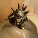 Huge Gothic Skull ring sterling with spiked on his helmet