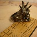 Huge Gothic Skull ring sterling with spiked on his helmet
