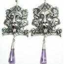 8CT genuine amethyst Bacchus medieval huge nouveau style drop earrings